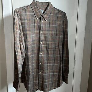 LATITUDE BY NORTHERN ILES Brown Plaid Cotton Burton Up Shirt-L